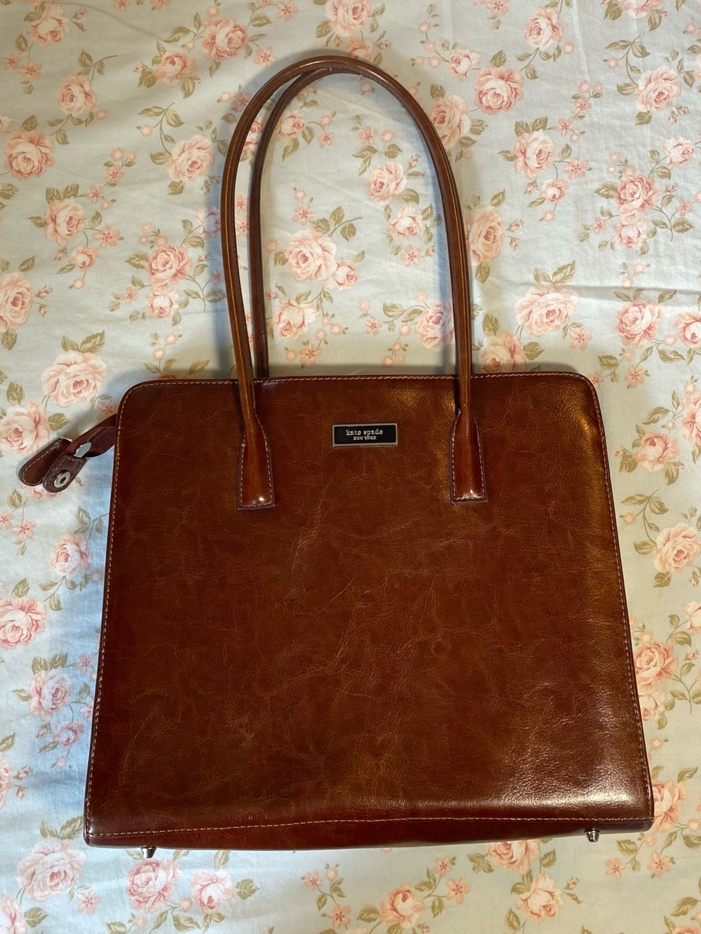 Kate Spade Brown Leather Structured Shoulder Bag Tote Purse
